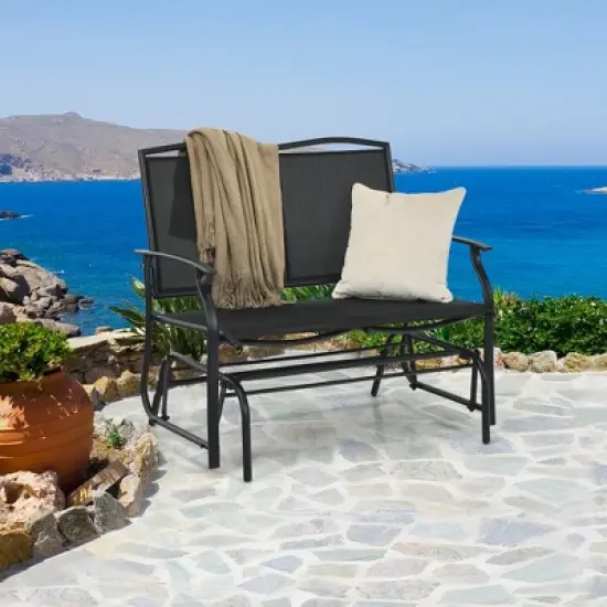 Costway Patio Glider Rocking Bench Double 2 Person Chair Loveseat Garden Grey\Black image {10}