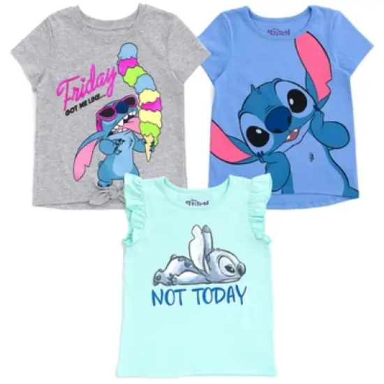 Disney Lilo & Stitch Girls 3 Pack T-Shirts Little Kid to Big Kid image {9}
