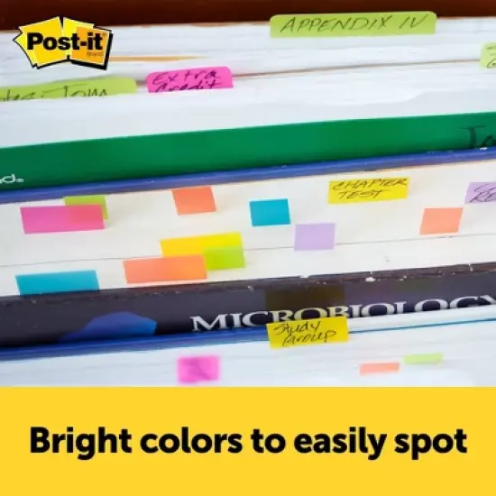 Post-it 150ct Page Markers 50 Sheets/Color - Fireball, Fuscia, Neon Green, Aqua Wave: Removable Multicolor Filing Tabs image {3}