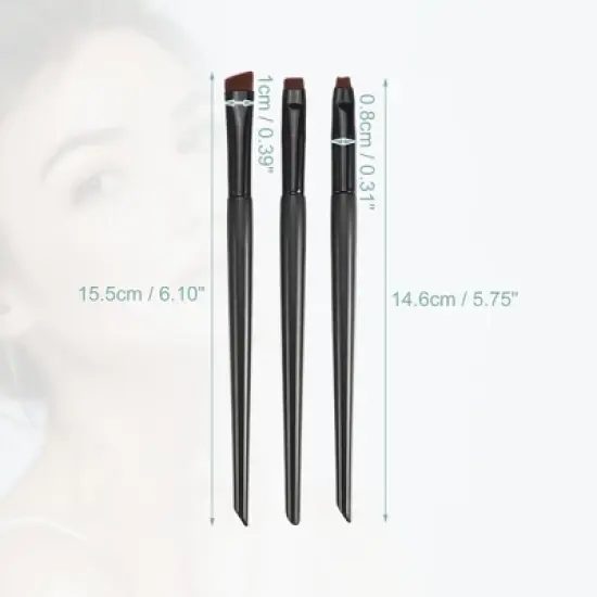 Unique Bargains Eyebrow Eyeliner Makeup Brushes and Sets Black 3 Pcs image {4}