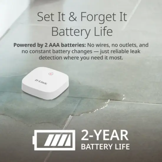 D-Link Add-on Remote Battery-Powered Water Leak Sensing Pod, Long-Range, Compatible Only with SW-A11KT, Single and Multi-Pack (SW-A2) image {7}
