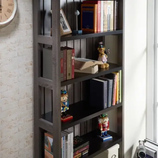 72" Kehoe Transitional Bookcase Dark Gray/Black - HOMES: Inside + Out image {2}