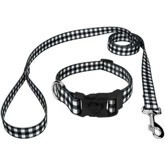 Country Brook Petz Deluxe Black & White Buffalo Plaid Dog Collar and Leash image {6}