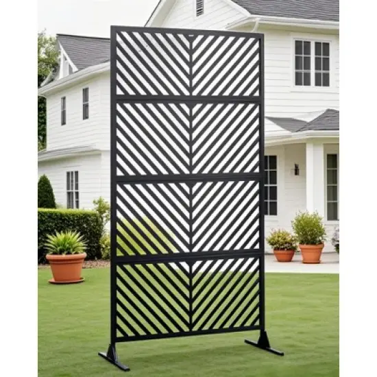 Freestanding Metal Privacy Screen for Outdoor Patio - Heavy-Duty Rust-Resistant Decorative Fence Panel | Weatherproof Design | Patio image {7}