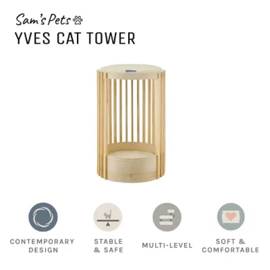 Sam's Pets Yves 24"Cat Tower in Natural oak image {6}