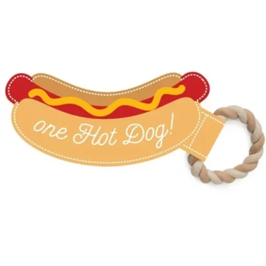 Pavilion Gift Company - Hot Dog - 12.75" Canvas Dog Toy on Rope - Pet Toy image {5}