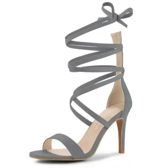 Allegra K Women's Open Toe Stiletto Heel Lace Up Heels image {13}