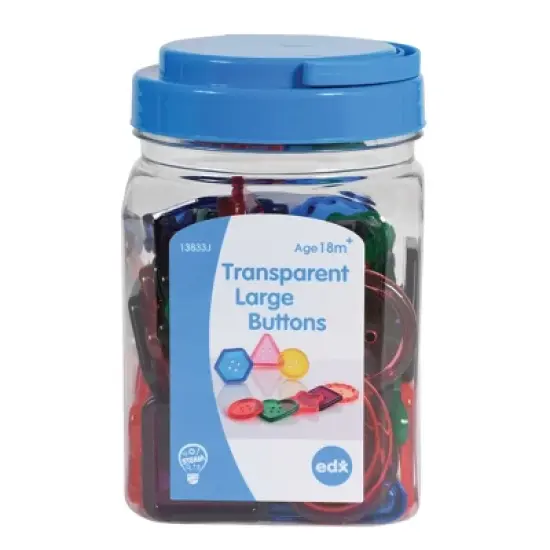 Edx Education Transparent Large Buttons, Mini Jar, Set of 60 image {1}