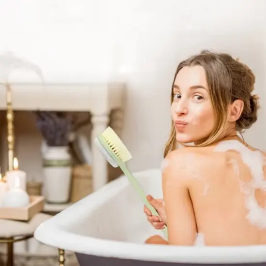 Unique Bargains Long Handle Bath Brush 13.98"x3.15"x1.69" 1 Pc image {5}