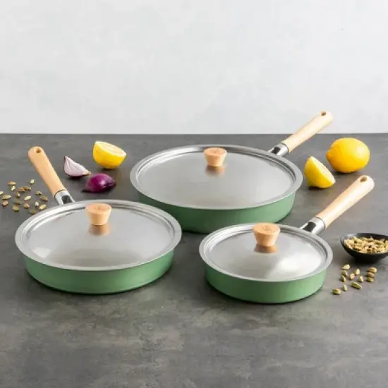 Nordic Ware Cardamom&trade; 6 Piece Nonstick Frying Pan Set with Lids image {4}