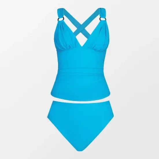 Women's Cross Back Tankini Set Swimsuit - Cupshe image {4}
