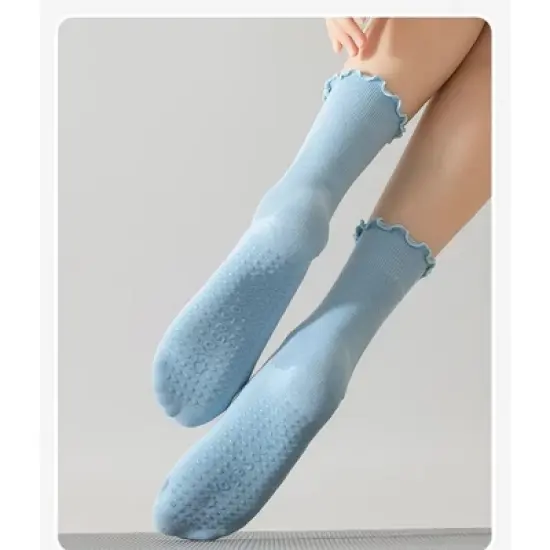 Anna-Kaci 5 Pairs Women's Anti-Slip Crew Yoga Socks Soft Cotton Grip Sole Seamless Toe Design for Pilates Indoor Workouts image {2}