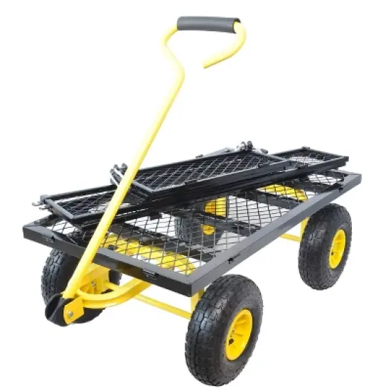 Heavy Duty Garden Cart, Utility Metal Wagon with Removable Mesh Sides and 180&deg; Rotating Handle image {6}