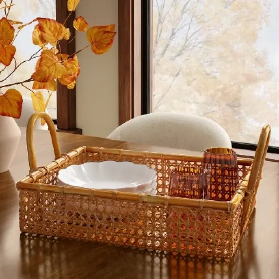 18" Rattan Cane Serving Tray - Threshold&trade; image {1}