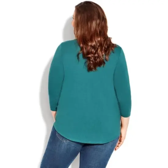 Women's Plus Size Milly Pleat Plain Top - teal | AVENUE image {1}
