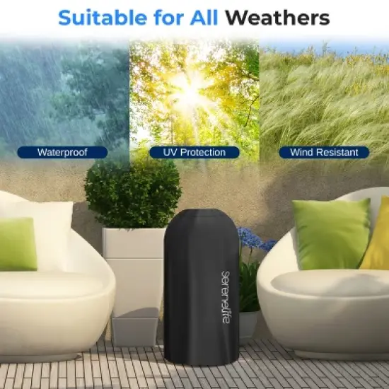 SereneLife Heavy-Duty Patio Heater Cover Bag for Model SLOHT24 - UV-Resistant and Waterproof - Black image {1}