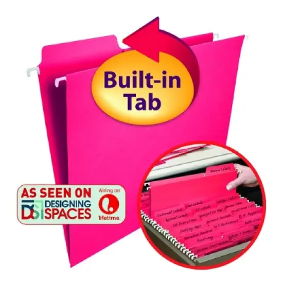 Smead FasTab Hanging File Folder, 1/3-Cut Built-In Tab, Letter Size, 20 per Box image {12}