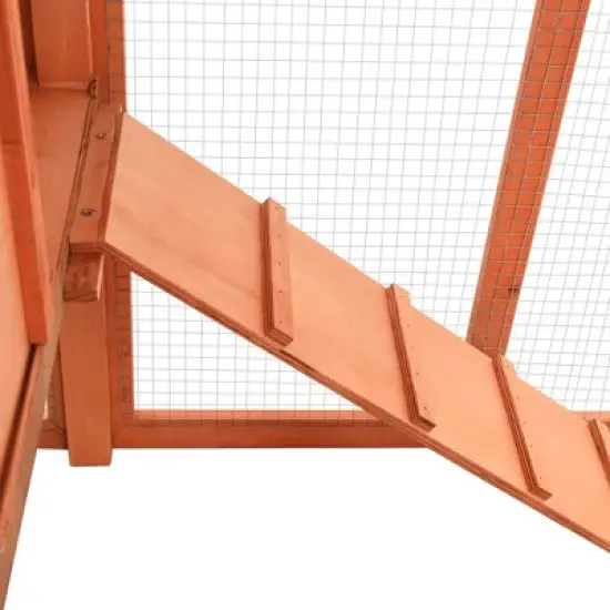 'vidaXL Large Wooden Chicken Coop with Nest Box - Solid Fir Wood and Galvanized Steel Poultry Cage with Raised Sleeping Area and Spacious Run image {5}