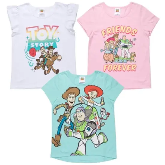 Disney Pixar Toy Story Woody Buzz Lightyear Forky Girls 3 Pack Graphic T-Shirts Toddler image {7}