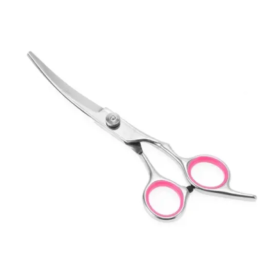 Unique Bargains Dog Grooming Scissors 5.5 Inches Silver Tone Pink 1 Pc image {4}