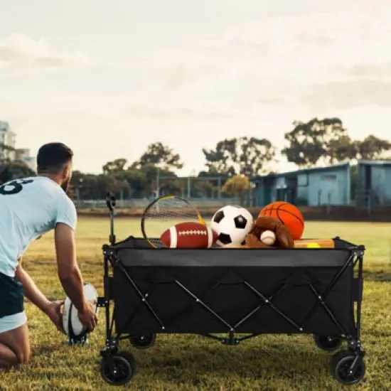 FATMOON Heavy-Duty Foldable Utility Wagon with 480lbs Capacity & 7 All-Terrain Wheels,Collapsible Storage Cart for Camping, Beach,Outdoor image {10}