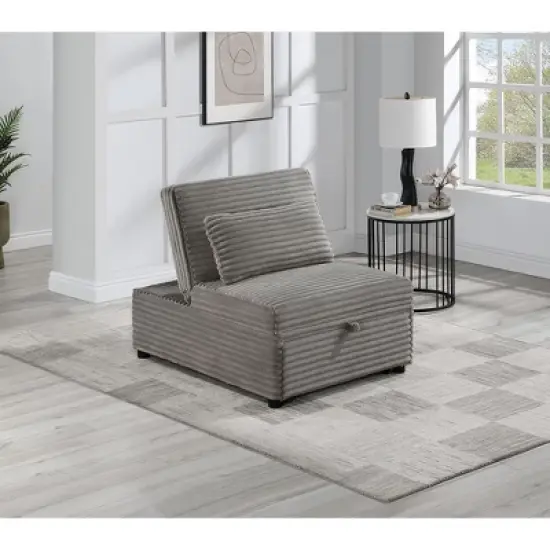 Convertible Wide-Welt Polyester Sofa Sleeper Sofa Chair W/ Polyesterll-Out Bed Smoke image {2}