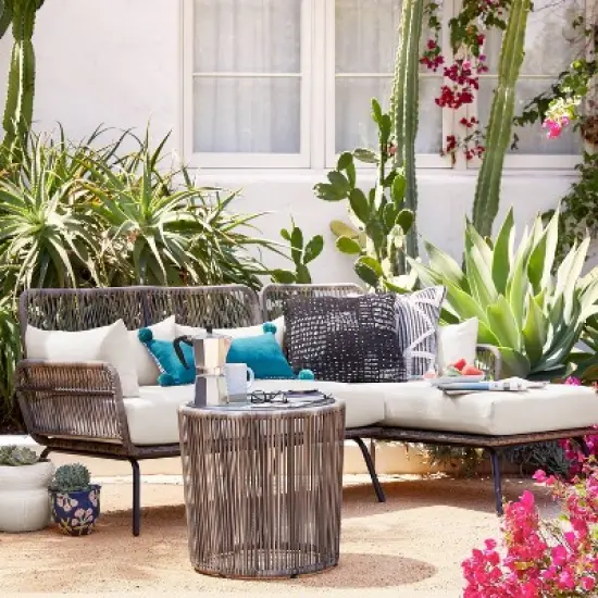 Latigo Patio Sectional Gray/Brown/Linen - Opalhouse&trade; image {6}