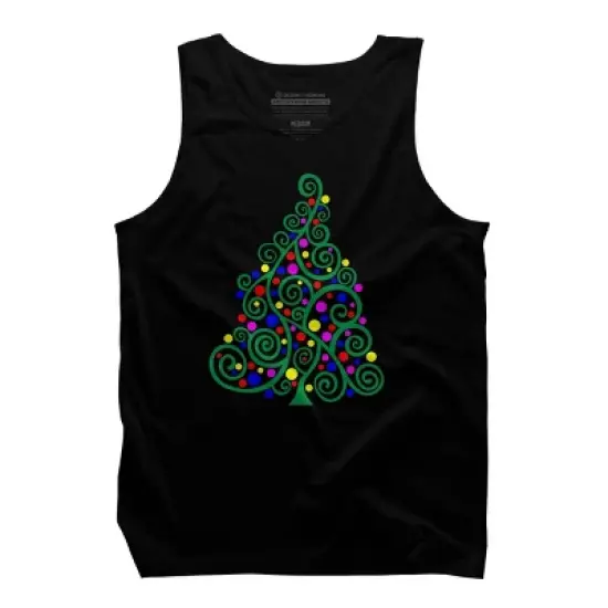 Men's Design By Humans Doodle Christmas Tree By DesignsbyDarrin Tank Top image {4}