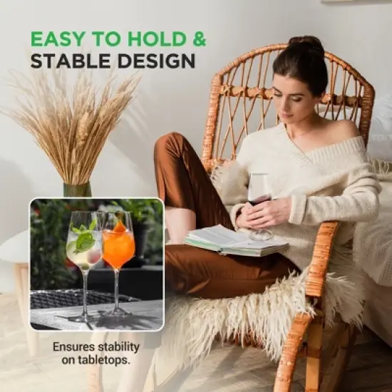 NutriChef Crystal Wine Glass Set, Ultra Clear, Elegant, 7oz, 2-Piece image {1}