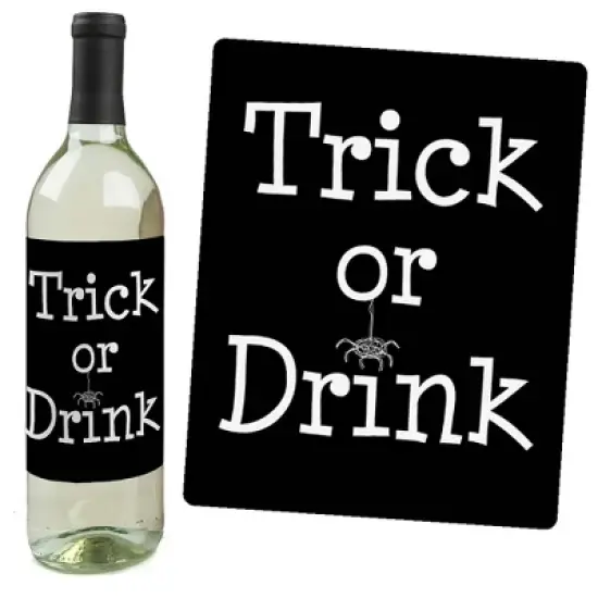 Big Dot of Happiness Trick or Treat - Halloween Party Decorations for Women and Men - Wine Bottle Label Stickers - Set of 4 image {2}