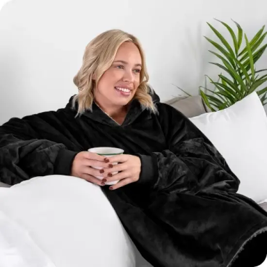 Fleece Wearable Blanket with Sleeves by Bare Home image {1}