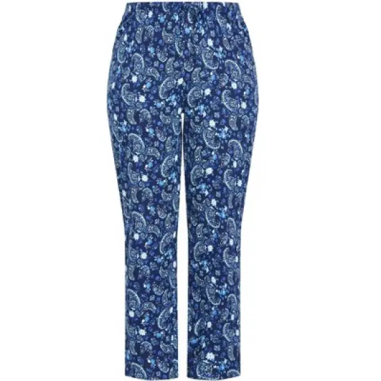 Women's Plus Size Tie Waist Print Sleep Pant - blue paisley | AVENUE image {2}