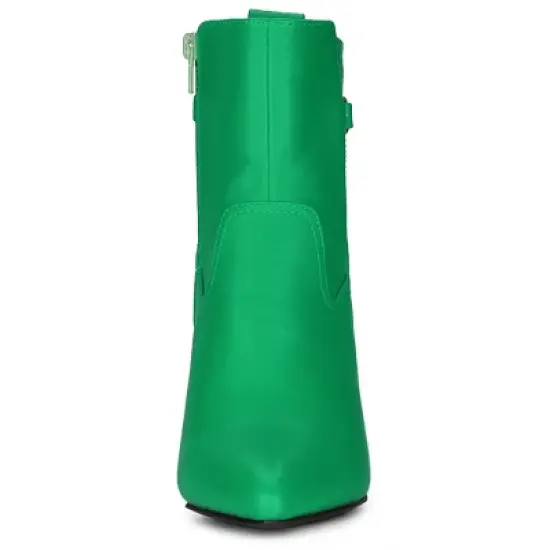 Allegra K Women's Pointed Toe Chunky High Heels Ankle Boots image {2}