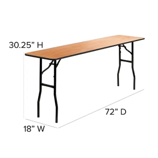 Emma and Oliver 6-Foot Rectangular Wood Folding Training / Seminar Table with Clear Coated Top image {2}