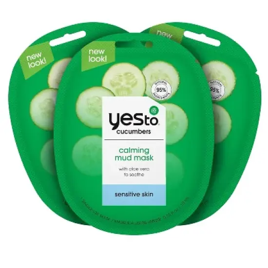 Yes To Cucumbers Calming Mud Mask with Aloe Vera for Sensitive Skin, 3 Pack image {5}