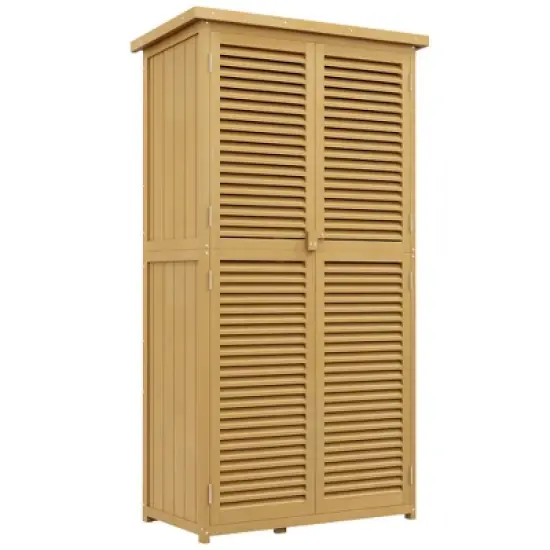 Outsunny 5' x 3' Wooden Garden Storage Shed, Sheds & Outdoor Storage with Asphalt Roof & 2 Large Wood Doors with Lock image {7}