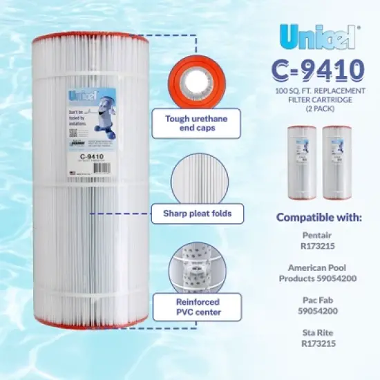 Unicel C-9410 100 Square Foot Media Replacement Pool Filter Cartridge with 155 Pleats image {5}