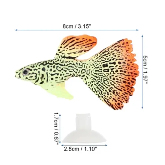 Unique Bargains Aquarium Glowing Decoration Artificial Fish Ornament with Suction Cup Yellow Orange 1 Pcs image {3}