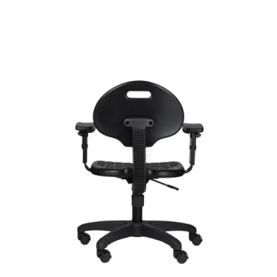 16"-21" Adjustable Height Polyurethane Task Office Chair with Arms Black- Hampden Furnishings image {16}