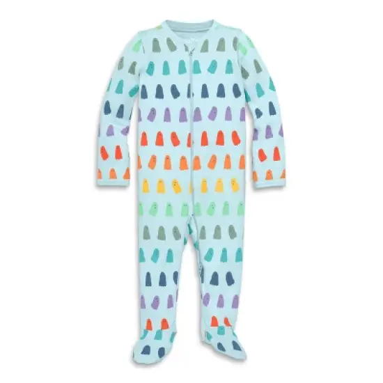 Primary Baby Organic Zip Footie in Rainbow Ghosts image {3}