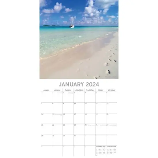 The Gifted Stationery 2024 Square Wall Calendar, Beaches, 16-Month Natural World Theme with 180 Reminder Stickers (12x12 In) image {1}