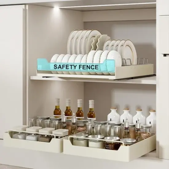 Pull Out Cabinet Organizer, Metal Slide Out Dish and Bowl Drying Rack, Fixed with Adhesive Nano Film image {4}