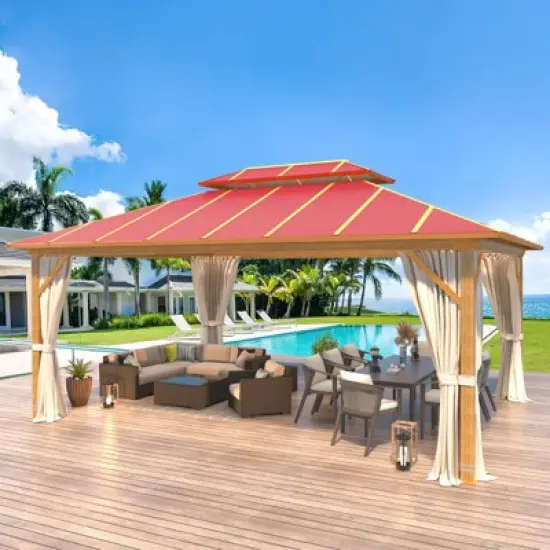 EROMMY 16 Ft. W x 12 Ft. D Aluminum Patio Gazebo image {3}