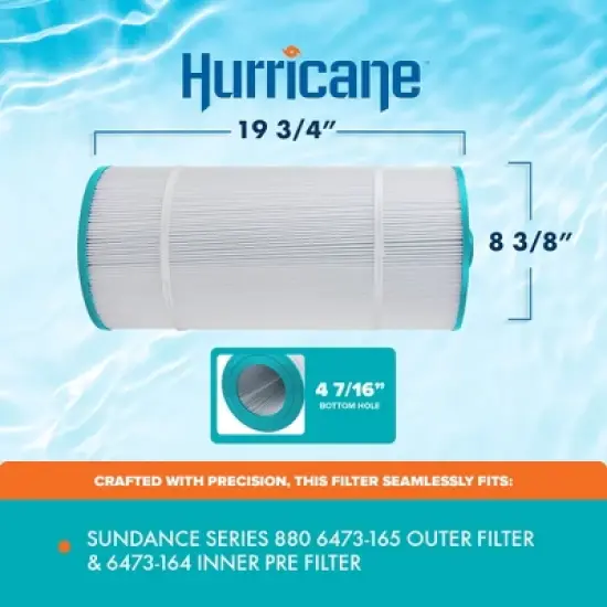 Hurricane 2 Pack HF-OUT19-01 Advanced Spa Filter Cartridge Outer Filter Replacement for Sundance Series 880 6473-165 image {2}