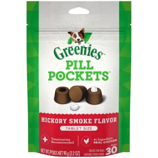 Greenies Pill Pockets Tablet Size Chicken Hickory Smoke Flavor Chewy Dog Treats - 3.2 oz/30ct image {12}