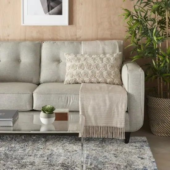 Mina Victory Life Styles Denim Roses Throw Pillow image {1}