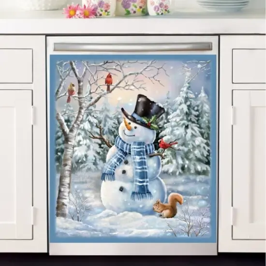 Collections Etc Winter Snowman Kitchen Dishwasher Magnet Standard White image {1}