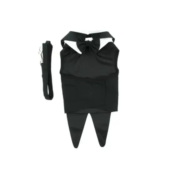 Doggie Design Black Dog Harness Wedding Tuxedo w/Tails, Bow Tie, and Cotton Collar image {1}
