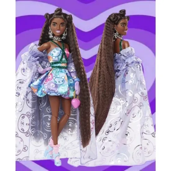 Barbie Superior Fashionista Runway Doll in Teddy-Print Gown with Long Fringe Hair image {4}