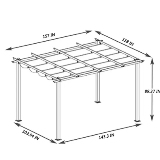 Outdoor Retractable Pergola, Patio Sunshelter Pergolas With Canopy, 13'x10' Aluminum Frame Rain-Proof Pavilion For Gardens, Terraces, Backyard image {5}